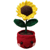 Cheerful Crochet Sunflower in Smiling Red Pot Sunflower