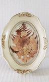 Vintage Pressed Flowers Glass Plastic Frame With Velvet Back 4.5" _ 3.5"  Beauty Dried Flower