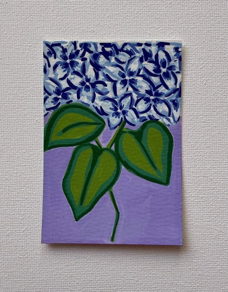ACEO Original Hydrangea Flower Mini Painting Art Card By Liz Benavides Hydrangea