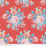 Always In Season  Cotton Fabric Riley Blake Floral Red  By the Yard Flowering Plants