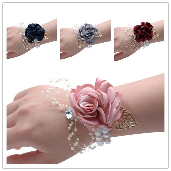 Wedding Pearls Hand Flowers Wrist Bouquet Corsage Bride Bridesmaid Flower Beauty Bouquet