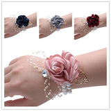 Wedding Pearls Hand Flowers Wrist Bouquet Corsage Bride Bridesmaid Flower Beauty Bouquet