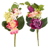 2 Assorted Artificial Rose and Hydrangea 15" Floral Sprays Hydrangea