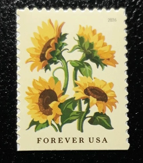 US Scott #6067, 2026 Forever, Sunflowers. Single Stamp MNH/OG Sunflower