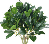 8Pcs Artificial Silk Greenery Fake Eucalyptus Leaves Stems Faux Shrubs Plants... Green Plant