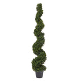 5Ft Artificial Plants Boxwood Spiral Topiary Tree Realistic Fake Plant, Green Green Plant