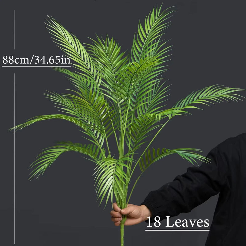 88Cm 18Forks Large Fake Palm Plants Artificial Monstera Plastic Fern Leafs Faux Green Plant