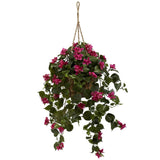 Silk Bougainvillea Hanging Basket Green Plant