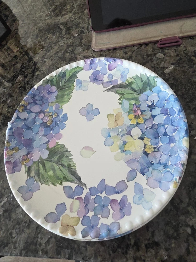 Rachel ashwell 4 Salad Plates Blue Purple Hydrangea Butterfly  Melamine 9" New Hydrangea
