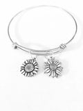 Sunflower Daisy Bangle Charm Bracelet Nature Mothers Day Gift Jewelry Sunflower