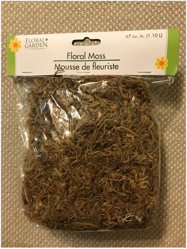 Floral moss for artificial arrangements, dried brown moss in sealed bag