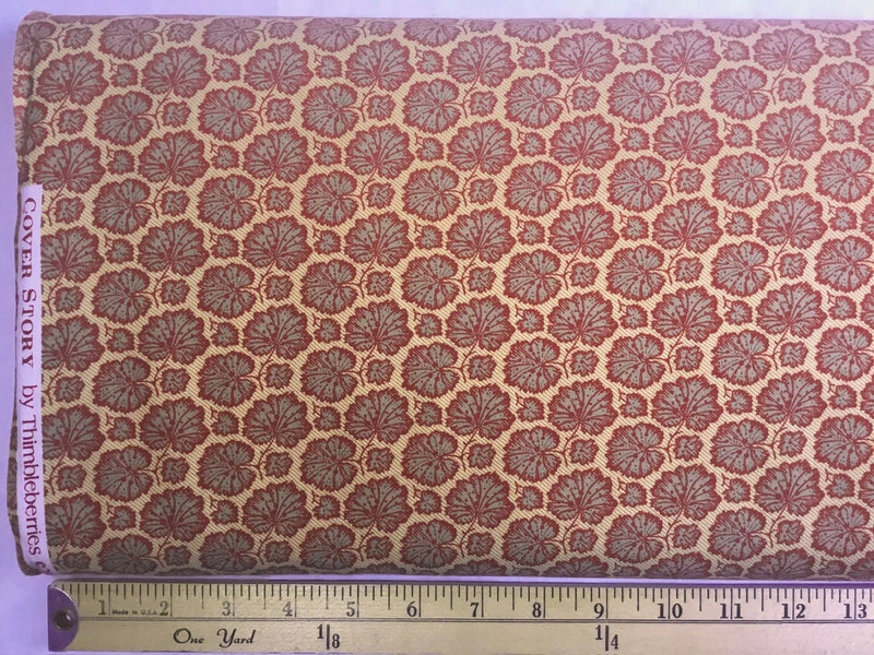 RJR Thimbleberries Cover Story Ginko Fabric # 6743 by Lynette Jensen - Per Yard Flowering Plants