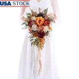 12 Inch Cascade Bridal Bouquet Silk Roses Wedding Decoration Faux Flowers New Bouquet