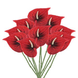 10Pcs 13" Artificial Anthurium Lily Flowers Floral Bouquet Decor Dark Red Lily