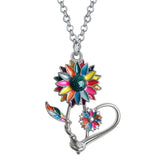 Mother's Day Enamel Alloy Sunflower Flower Necklace Pendant Gifts Plants Jewelry Sunflower