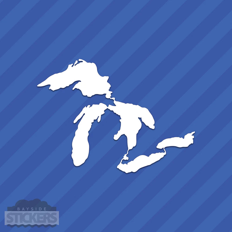 Great Lakes Outline Vinyl Decal Sticker Michigan Superior Huron Erie Ontario Roses