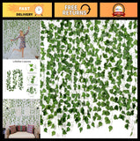 Aesthetic Fake Vines - 12 Pack 84ft Artificial Ivy Leaves for Home Decor, Weddin Green Plant
