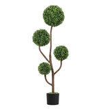 US Stock 1pc 4FT Artificial Boxwood Topiary Tree in Pot, Large Faux Green Plant Green Plant