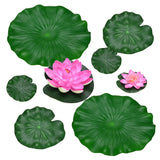 1-Set Artificial Foam Lotus Flower with Water Lily Pad, 4/7/11" [Pink] Lily
