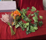 Colorful Artificial Flowers And Vine Of Leaves For DIY Crafts Dried Flower