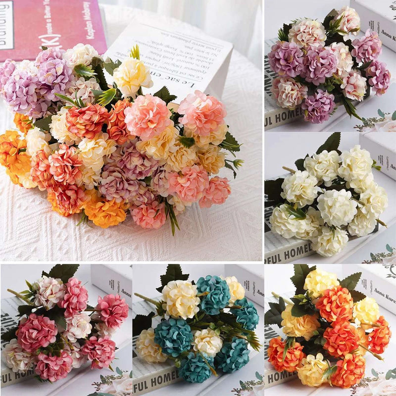 1-5Bundles Artificial Flowers Bouquet Fake Plant Bunch Wedding Party Home Decor Hydrangea