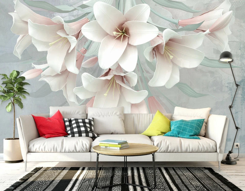 3D Lily Flower ZHUA7960 Wallpaper Wall Murals Removable Self-adhesive Amy Lily