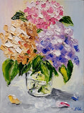 Oil painting 6x8" Hydrangea in a vase. Flower still life. Artist from Ukraine. Hydrangea