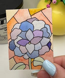 ACEO Original LKZArtCreations Watercolor Stained Glass inspired Blue Hydrangea Hydrangea