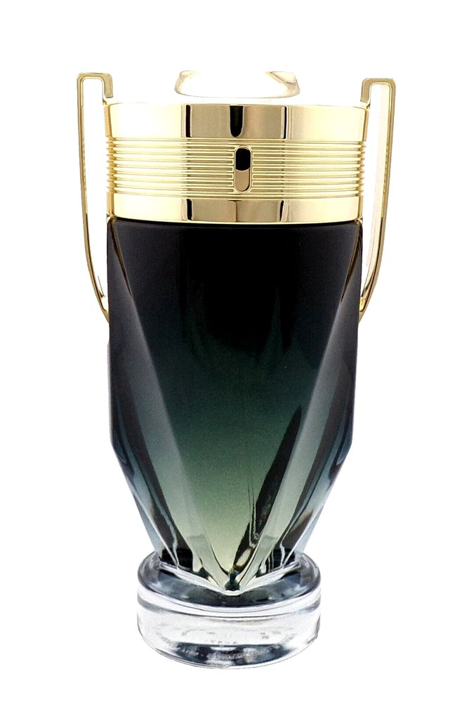 Invictus by Rabanne men's perfume spray bottle with gold cap