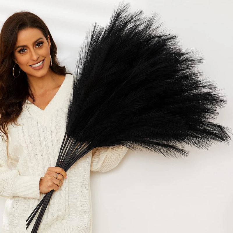 Black Pampas Grass, 9 PCS 37''/3.1FT Tall Fluffy Fake Pompas Floral, Large Ar... Pampas Grass