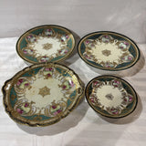 4 Antique Noritake Maple Leaf Nippon Roses Plate with Gilding 10Ó, 6Ó, Platter Roses