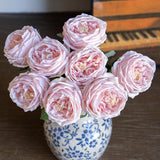 4 PCS Fake Flowers Real Touch Artificial Austin Rose Peony Latex Light Pink Peony