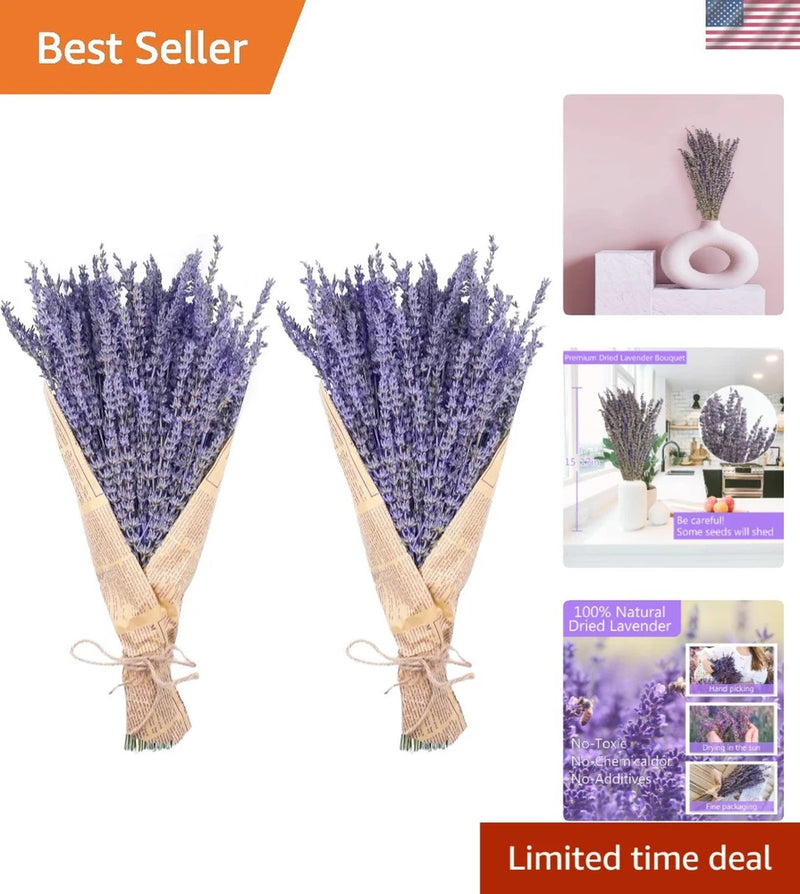 Two dried lavender bundles tied with twine, home fragrance