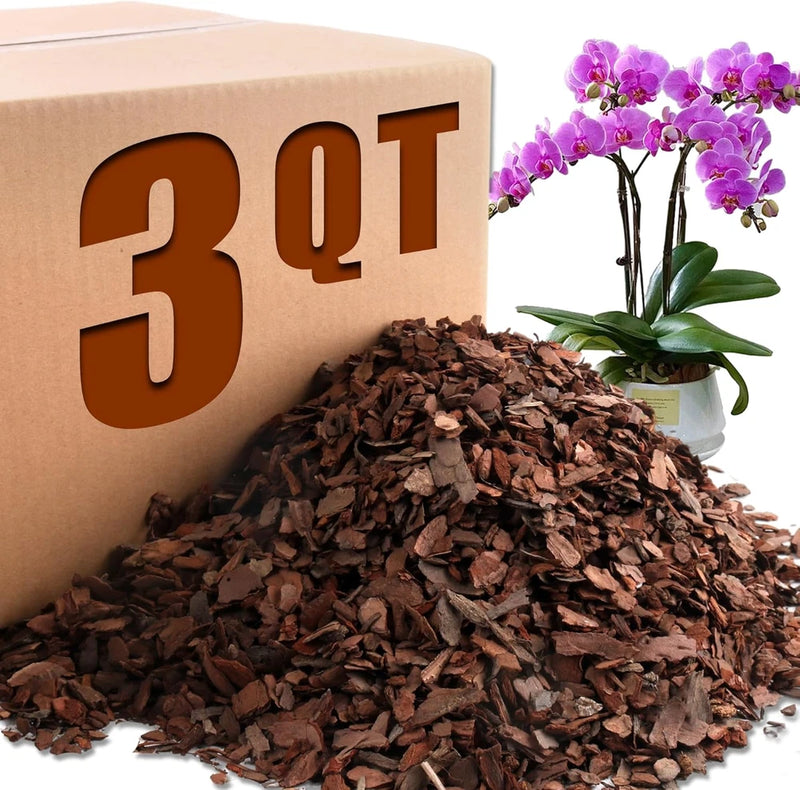 3 qt organic orchid potting bark, dark brown wood chips for planting orchids