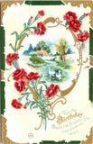 Vintage Greeting  THY BIRTHDAY BE LIKE CARNATION DAY  Flowers  1910 Postcard Carnation