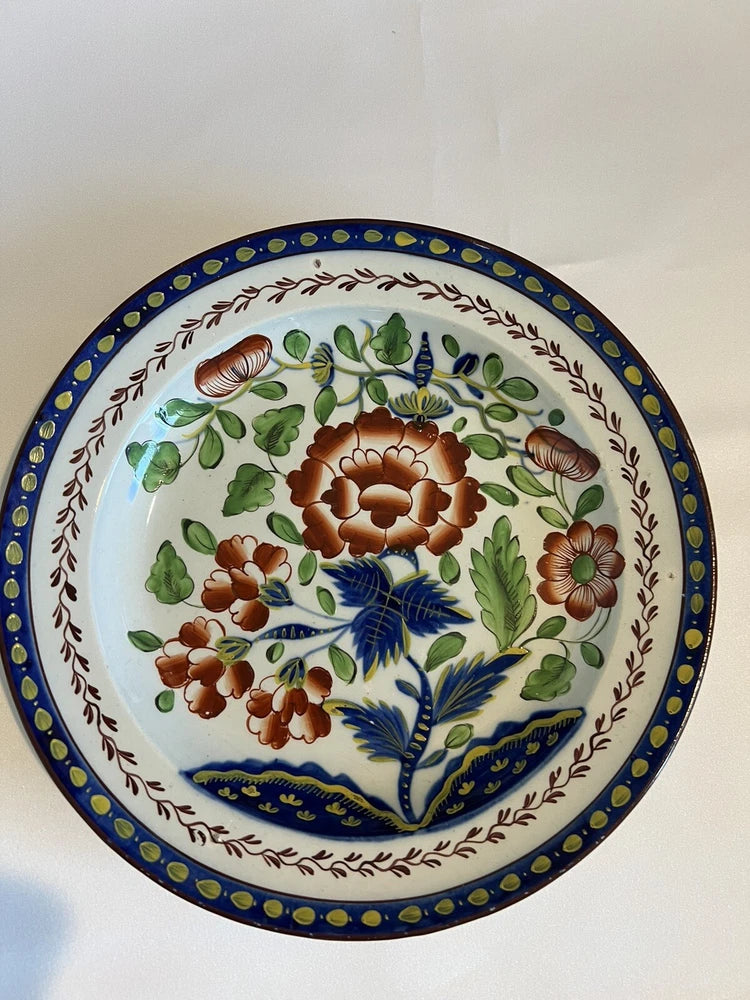 Staffordshire Pearlware Gaudy Dutch Carnation Plate Ca. 1820 Carnation