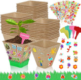 40 Set Garden Paper Pot Craft Kit,40Pcs Paper Mache Pots Peat Plant Pots with 40 Garden Plants