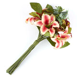 Poly Silk Mixed Rose, Hydrangea, Lily Bundle in Hues of Burgundy and Green Lily