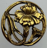ESTATE GOLD TONE ALVA SIGNED MUSEUM REPRO CARNATION AESTHETIC BROOCH FLOWER Carnation