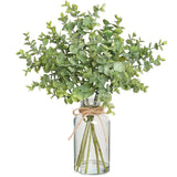 Fake Eucalyptus Stems in Glass Vase with Faux Water,14" Artificial Plants Euc... Green Plant