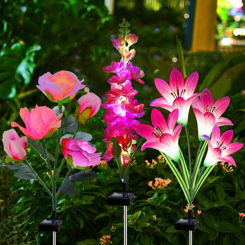 MRHEPHAESTUS Solar Garden Lights, 6 Pack Solar Flowers Lights with Lily Rose ... Lily