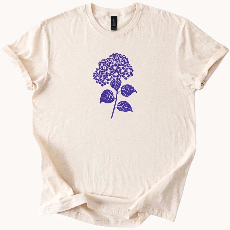 Hydrangea Flower Shirt Blue Floral Graphic Tee Hydrangea
