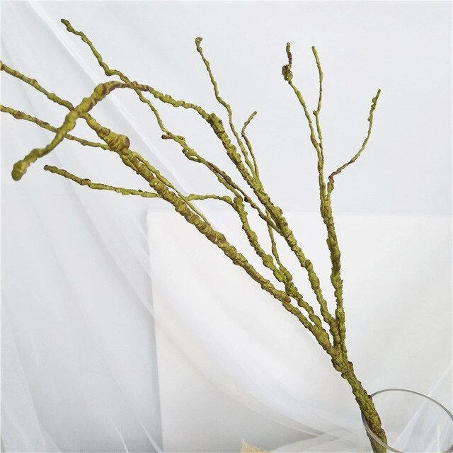 Artificial vine hanging plant decoration with multiple green micro plastic stems