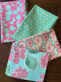 MODA Spring House By Stephanie Ryan -4 Half Yard  Bundle Fabric Pink Floral VTG Flowering Plants