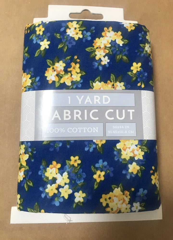 Navy blue tie-dye pure cotton blue floral fabric 1 yard Flowering Plants
