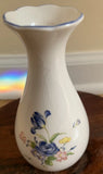 Nikko Blue Peony Flower Bud Vase circa 1970 Vintage Japan Crazing Peony