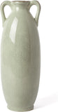 Green Floor Vase for Pampas Grass, 11'' Tall Vase for Home Decor, Ceramic Farmho Pampas Grass