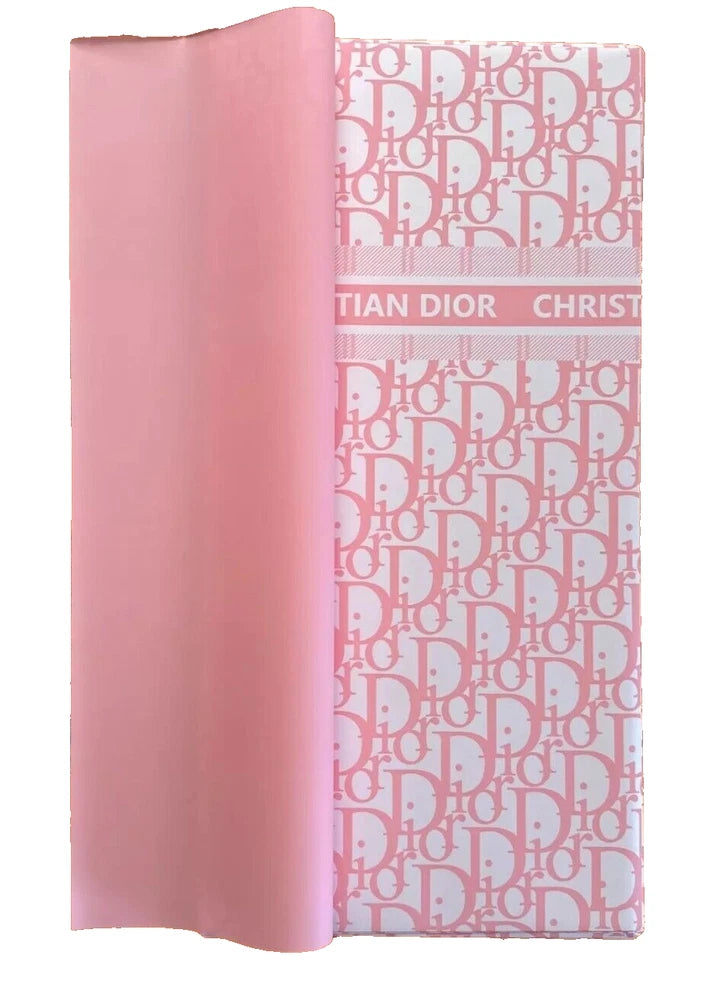 Pink tissue paper sheets with Dior repeating logo pattern, 20 sheets