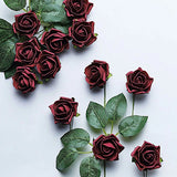24 BURGUNDY 2" Mini FOAM ROSE Flowers Stems Wedding Events Decorations Supplies Bouquet