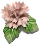 Vintage Brooch Pin Pink Carnation Porcelain Ruffled Textured Hand Painted 2 Carnation